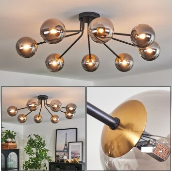 Chehalis Plafondlamp - Glas 12 cm Goud, Zwart, 8-lichts