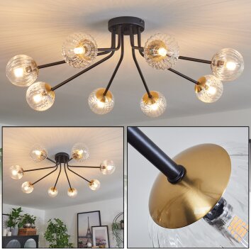 Chehalis Plafondlamp - Glas 10 cm Goud, Zwart, 8-lichts