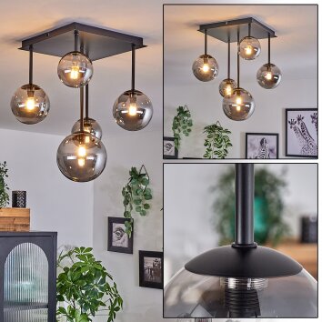 Chehalis Plafondlamp - Glas 10 cm, 12 cm, 15 cm Rookkleurig, 5-lichts