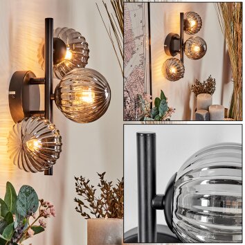 Chehalis Muurlamp - Glas 10 cm Rookkleurig, 3-lichts