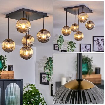 Chehalis Plafondlamp - Glas 12 cm Goud, Zwart, 5-lichts