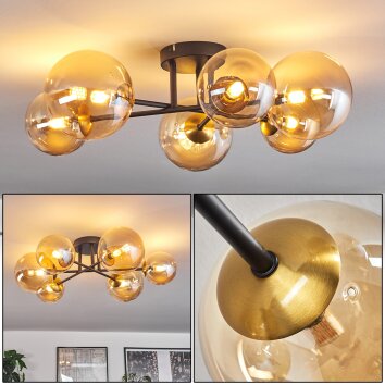 Chehalis Plafondlamp - Glas 12 cm, 15 cm Goud, Zwart, 6-lichts