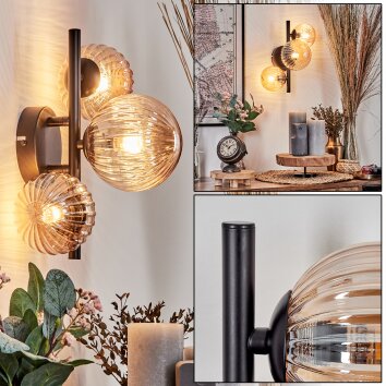 Chehalis Muurlamp - Glas 10 cm, 12 cm Amber, 3-lichts