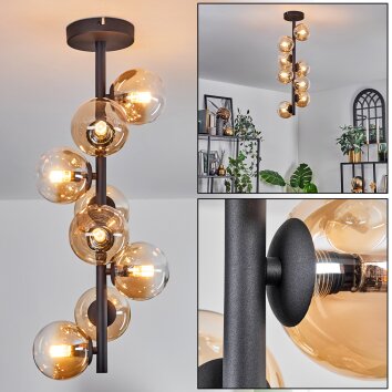 Chehalis Plafondlamp - Glas 10 cm Amber, Duidelijk, 8-lichts