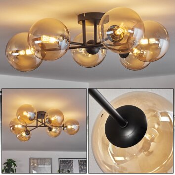 Chehalis Plafondlamp - Glas 15 cm Amber, 6-lichts