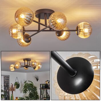 Chehalis Plafondlamp - Glas 10 cm Amber, 6-lichts