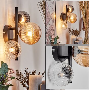 Chehalis Muurlamp - Glas 10 cm, 12 cm Amber, Duidelijk, Rookkleurig, 3-lichts