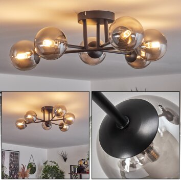 Chehalis Plafondlamp - Glas 10 cm Rookkleurig, 6-lichts