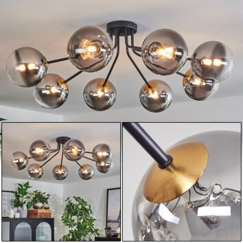 Chehalis Plafondlamp - Glas 15 cm Goud, Zwart, 8-lichts