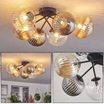 Chehalis Plafondlamp - Glas 10 cm, 12 cm, 15 cm Amber, Duidelijk, Rookkleurig, 6-lichts