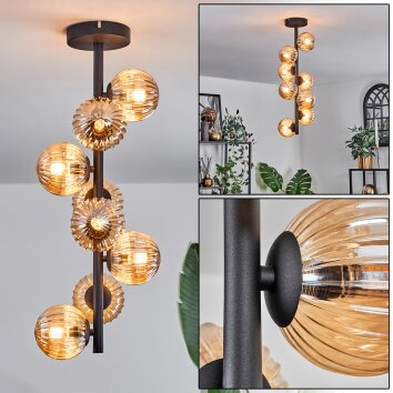Chehalis Plafondlamp - Glas 10 cm Amber, 8-lichts