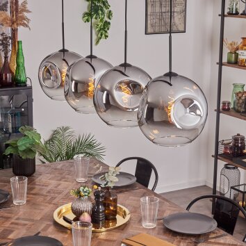 Ripoll Hanger - Glas 30 cm Chroom, Duidelijk, 4-lichts