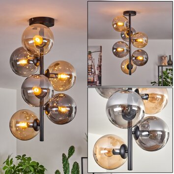 Gastor Plafondlamp - Glas 15 cm Amber, Rookkleurig, 6-lichts