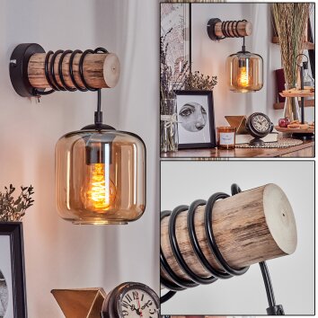 Lauden Muurlamp - Glas 15 cm Natuurlijke kleuren, Zwart, 1-licht