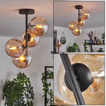 Gastor Plafondlamp - Glas 15 cm Amber, 4-lichts