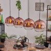 Koyoto Hanger - Glas 30 cm Duidelijk, Koperkleurig, 4-lichts