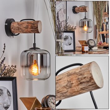 Lauden Muurlamp - Glas 15 cm Natuurlijke kleuren, Zwart, 1-licht