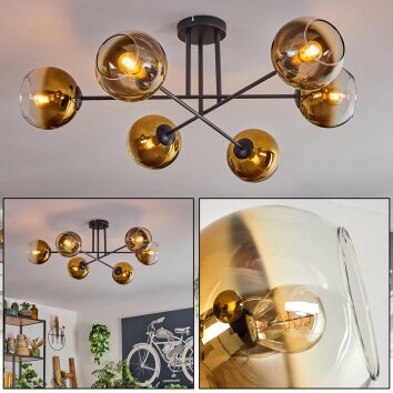 Koyoto Plafondlamp - Glas 15 cm Goud, Duidelijk, 6-lichts