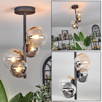 Chehalis Plafondlamp - Glas 10 cm, 12 cm Amber, Duidelijk, Rookkleurig, 4-lichts
