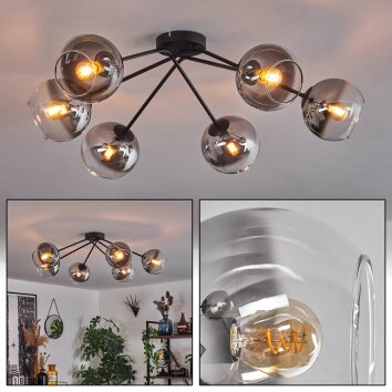 Koyoto Plafondlamp - Glas 15 cm Duidelijk, Rookkleurig, 6-lichts