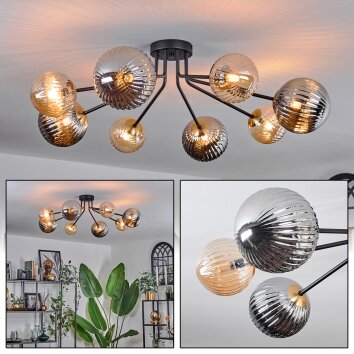 Chehalis Plafondlamp - Glas 12 cm, 15 cm Goud, Zwart, 8-lichts