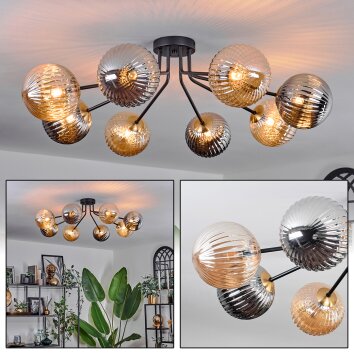 Chehalis Plafondlamp - Glas 15 cm Goud, Zwart, 8-lichts