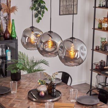 Ripoll Hanger - Glas 30 cm Rookkleurig, 3-lichts