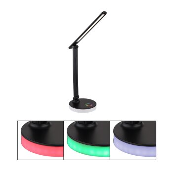Globo GERALDO Tafellamp LED Zwart, 1-licht, Kleurwisselaar