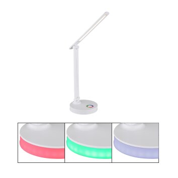 Globo GERALDO Tafellamp LED Wit, 1-licht, Kleurwisselaar