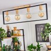 Bergo Plafondlamp houtlook, Natuurlijke kleuren, Zwart, 4-lichts