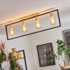 Bergo Plafondlamp houtlook, Natuurlijke kleuren, Zwart, 4-lichts