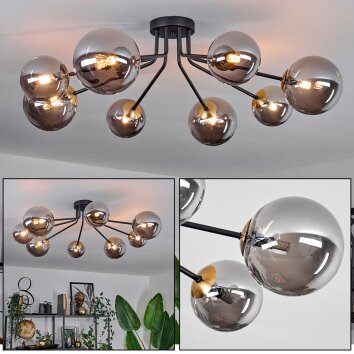 Chehalis Plafondlamp - Glas 12 cm, 15 cm Goud, Zwart, 8-lichts