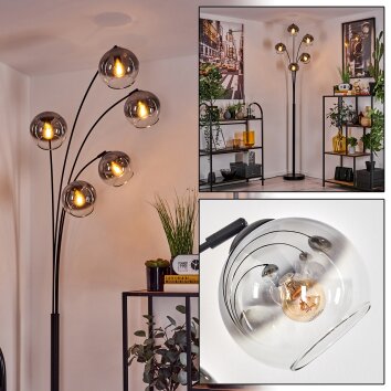 Koyoto Staande lamp - Glas 15 cm Duidelijk, Rookkleurig, 5-lichts