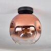Ripoll Plafondlamp - Glas 25 cm Duidelijk, Koperkleurig, 1-licht