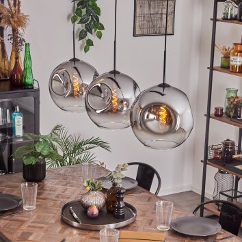 Ripoll Hanger - Glas 30 cm Chroom, Duidelijk, 3-lichts