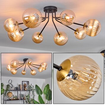 Chehalis Plafondlamp - Glas 12 cm, 15 cm Goud, Zwart, 8-lichts