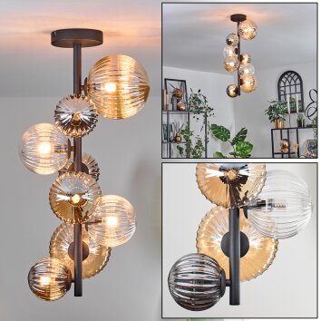 Chehalis Plafondlamp - Glas 10 cm, 12 cm, 15cm Amber, Duidelijk, Rookkleurig, 8-lichts