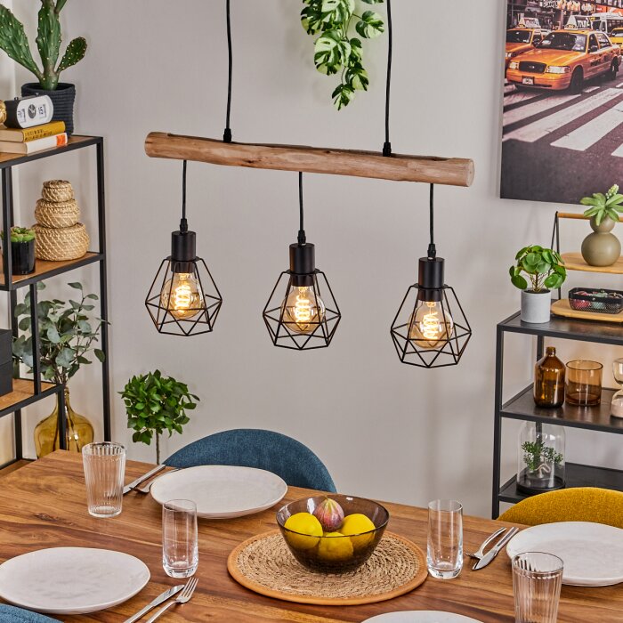 Yaak Hanglamp Natuurlijke kleuren, Zwart, 3-lichts