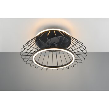 Reality KARLSBORG plafondventilator LED Zwart, 1-licht, Afstandsbediening