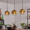 Ripoll Hanglamp Goud, Duidelijk, 3-lichts