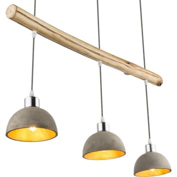 Globo Jebel Hanger Hout licht, Nikkel mat, 3-lichts