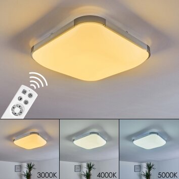 Corinth Plafondlamp LED Zilver, 1-licht, Afstandsbediening