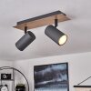Javel Plafondlamp Antraciet, houtlook, 2-lichts