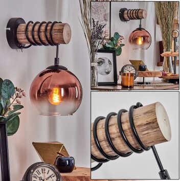 Koyoto Kogellampje, Wandlamp Natuurlijke kleuren, Zwart, 1-licht
