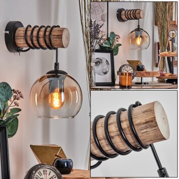 Koyoto Kogellampje, Wandlamp Natuurlijke kleuren, Zwart, 1-licht
