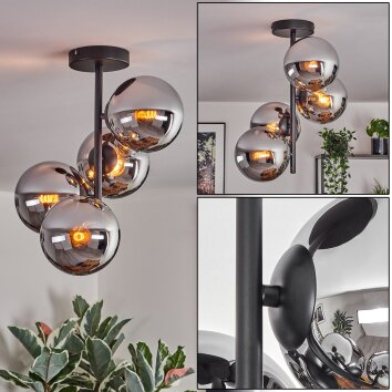Gastor Plafondlamp, Kogellampje Chroom, Rookkleurig, 4-lichts