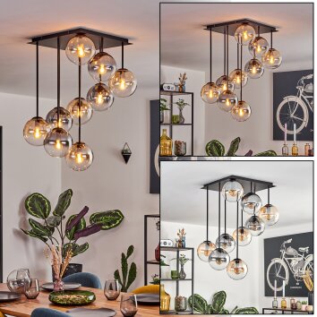 Gastor Plafondlamp, Kogellampje Amber, Duidelijk, Rookkleurig, 9-lichts