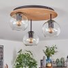 Koyoto Plafondlamp, Kogellampje 40 cm Bruin, houtlook, Zwart, 3-lichts