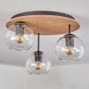 Koyoto Plafondlamp, Kogellampje 40 cm Bruin, houtlook, Zwart, 3-lichts