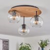 Koyoto Plafondlamp, Kogellampje 40 cm Bruin, houtlook, Zwart, 3-lichts